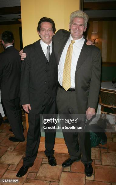 Actors Robert Maffia and Michael Garvey attend the after party for the opening night of "Superior Donuts" on Broadway at the Redeye Grill on October...