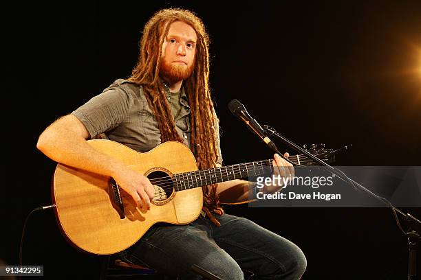 Newton Faulkner performs at a Biz Session to launch his new album 'Rebuilt by Humans' on August 6, 2009 in London, England.