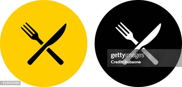 fork and knife silverware. - fork knife stock illustrations
