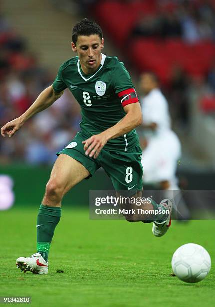 Robert Koren of Slovenia in action during the International Friendly match between England and Slovenia at Wembley Stadium on September 5, 2009 in...