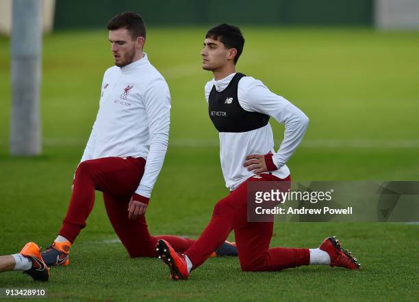 Yan Dhanda of Liverpool during a training session at Melwood Training Ground on February 2, 2018 in Liverpool, England.