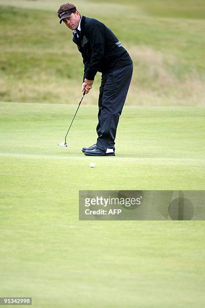 Actor Greg Kinnear putts on the St Andrews Old Course, in St Andrews, in Scotland, on the second day of the Alfred Dunhill Links championship, on...