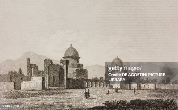 View of Soltaniyeh, Iran, engraving by Cholet from La Perse by Louis Dubeux , L'Univers pittoresque, published by Firmin Didot Freres, Paris, 1841.