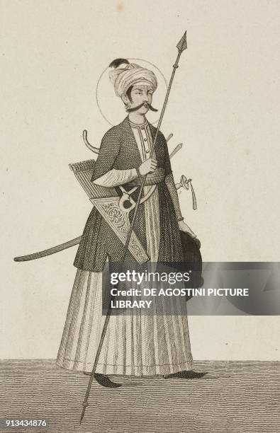 Vikramaditya, emperor of ancient India, engraving by Lemaitre after Vernier from Inde, by Dubois De Jancigny and Xavier Raymond, L'Univers...