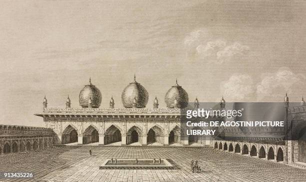 Moti Masjid, Agra Fort, India, engraving by Lemaitre from Inde, by Dubois De Jancigny and Xavier Raymond, L'Univers pittoresque, published by Firmin...
