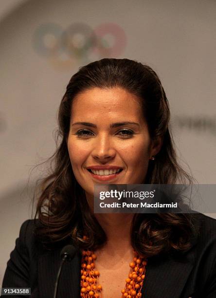 Brazilian Olympic sailor Isabel Swan attends a press conference after the Rio 2016 presentation on October 2, 2009 at the Bella Centre in Copenhagen,...