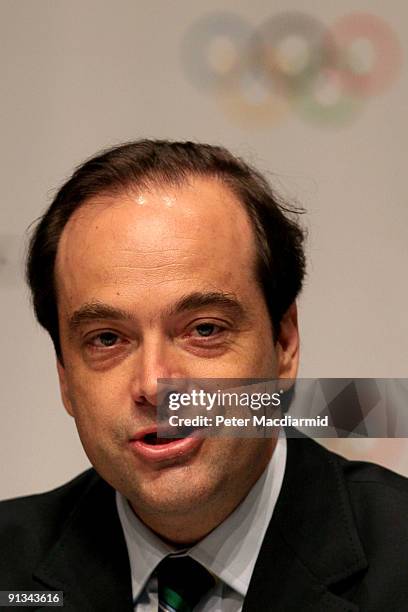 Carlos Roberto Osório, Secretary General of the Rio 2016 Bid Committee, speaks during a press conference after the Rio 2016 presentation on October...