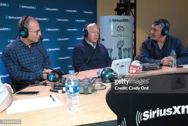 SiriusXM radio host Gary Dell'Abate , Jonathan Kraft , The Kraft Group President, and Bob Kraft , The Kraft Group Chairman and CEO, attend SiriusXM...