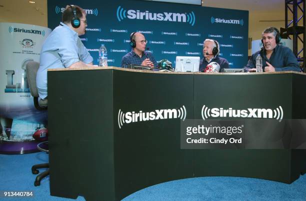 SiriusXM radio hosts Jon Hein and Gary Dell'Abate , Jonathan Kraft , The Kraft Group President, and Bob Kraft , The Kraft Group Chairman and CEO,...