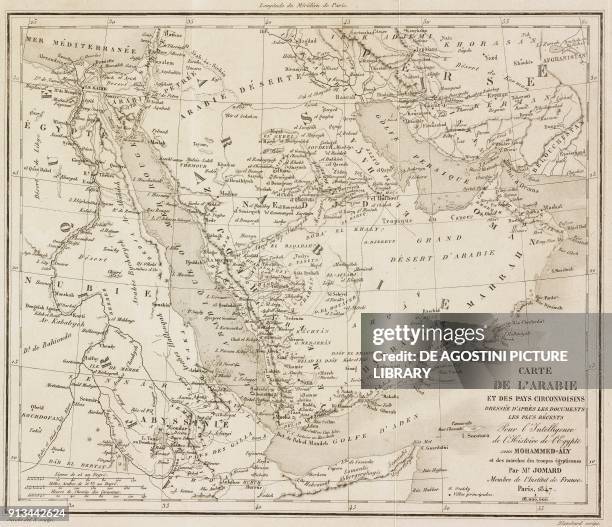 Map of Arabia and surrounding countries engraving by Blanchard from Arabie, by Noel Desvergers, avec une carte de l'Arabie et note by Jomard,...