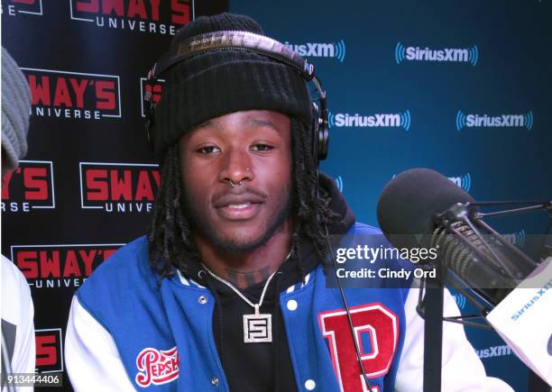 Alvin Kamara of the New Orleans Saints attends SiriusXM at Super Bowl LII Radio Row at the Mall of America on February 2, 2018 in Bloomington,...