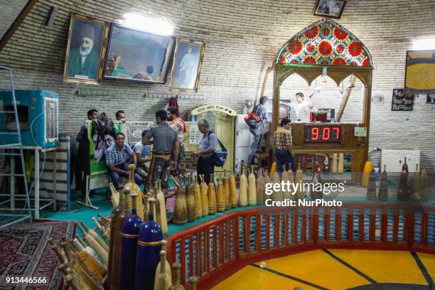 Pahlevani and zoorkhaneh rituals in Yazd city, Iran. Originally dating back to the Persian Empire but also adapting elements from Islam it is the...