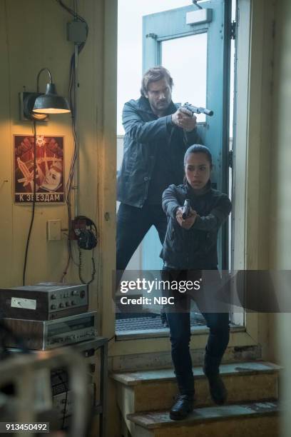 Episode 207 -- Pictured: Clive Standen as Bryan Mills, Jessica Camacho as Santana --