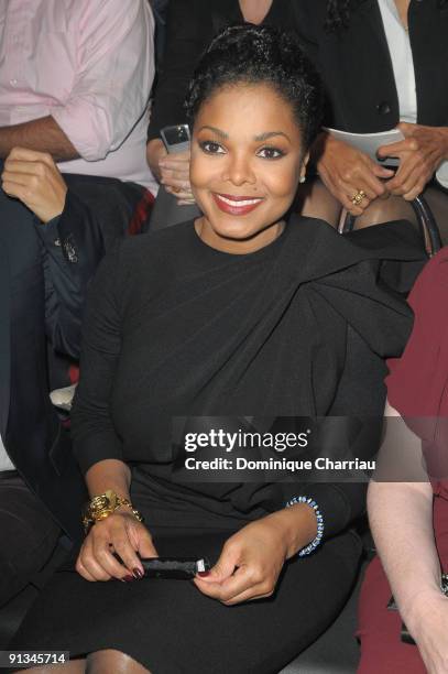 Janet Jackson attends the Lanvin Pret a Porter show as part of the Paris Womenswear Fashion Week Spring/Summer 2010 on October 2, 2009 in Paris,...