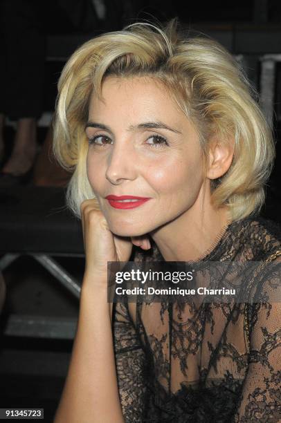 Clotilde Courau attends the Lanvin Pret a Porter show as part of the Paris Womenswear Fashion Week Spring/Summer 2010 on October 2, 2009 in Paris,...