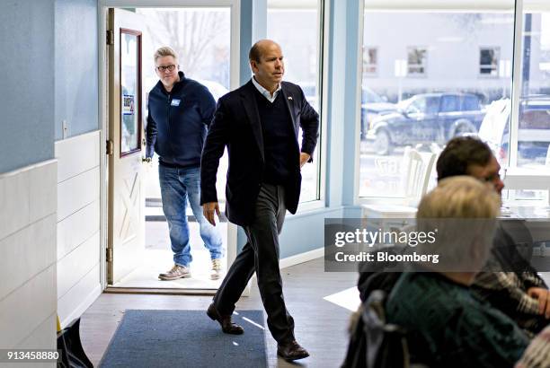 Representative John Delaney, a Democrat from Maryland and 2020 presidential candidate, arrives to greet residents during a campaign stop at D'Alicias...