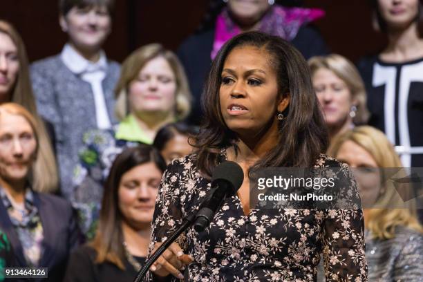 Former First Lady Of the U.S. Michelle Obama presented the 2018 School Counselor of the Year award to Kristen Perry of Chicago, Ill., at the John F....