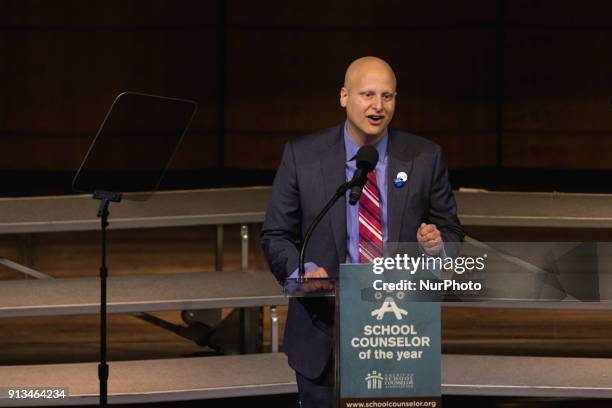 Eric Waldo, Exec. Dir. Of Michelle Obama's Reach Higher Initiative &amp; EVP for Education, Civic Nation, speaks at the 2018 School Counselor of the...