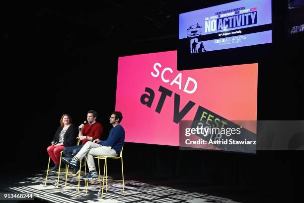 Editor at Indiewire Liz Shannon Miller, co-creators and writers, actor Patrick Brammall, and director Trent O'Donnell speak during a screening and...