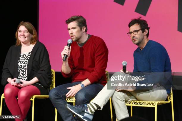 Editor at Indiewire Liz Shannon Miller, co-creators and writers, actor Patrick Brammall, and director Trent O'Donnell speak during a screening and...