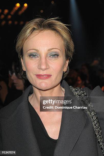 Patricia Kaas attends the Lanvin Pret a Porter show as part of the Paris Womenswear Fashion Week Spring/Summer 2010 on October 2, 2009 in Paris,...