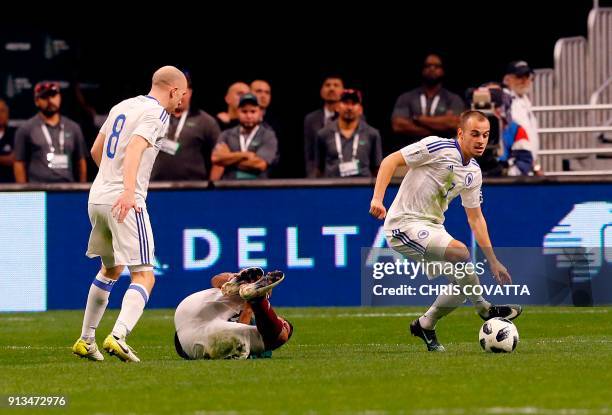 Bosnia & Herzegovina's Darko Todorovic advances the ball against Mexico during a friendly football game at the Alamodome in San Antonio, Texas on...