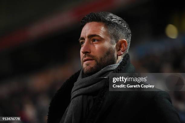 Lee Johnson of Bristol City looks on prior to the Sky Bet Championship match between Bolton Wanderers and Bristol City at Macron Stadium on February...