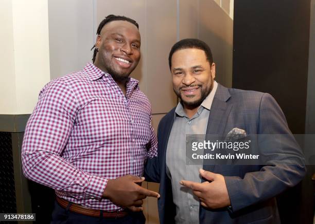 Players Jonotthan Harrison and Jerome Bettis attend the Annual Bootsy Bellows Big Game Experience with McDonalds on February 2, 2018 in Minneapolis,...