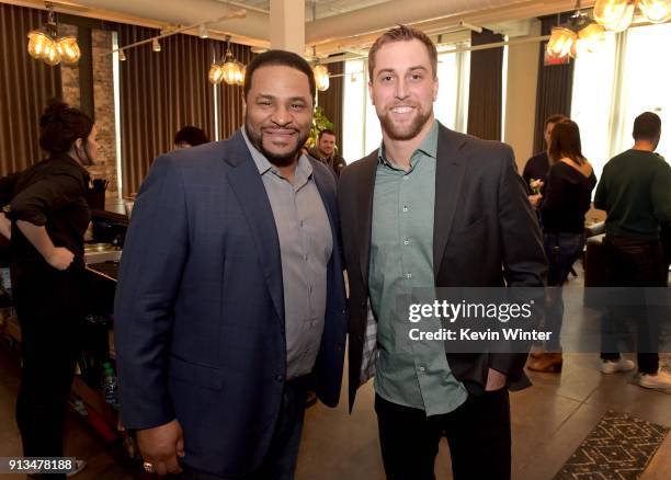 Former NFL player Jerome Bettis and NFL player Adam Thielen attend the Annual Bootsy Bellows Big Game Experience with McDonalds on February 2, 2018...