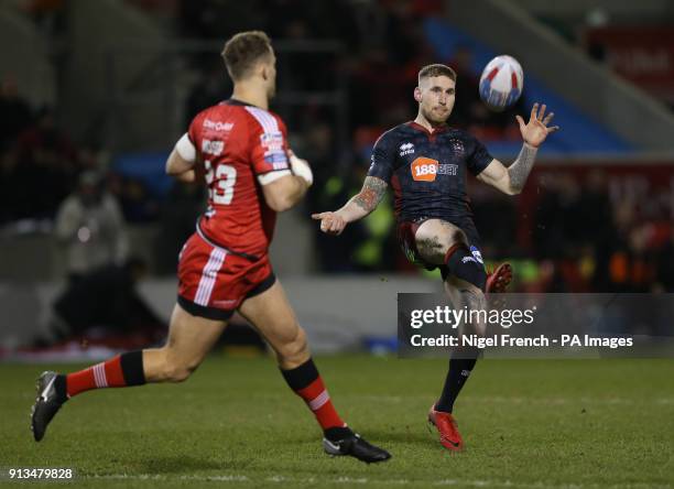 Wigan Warriors Sam Tomkins in action against Salford Red Devils during the Betfred Super League match at the AJ Bell Stadium, Salford.