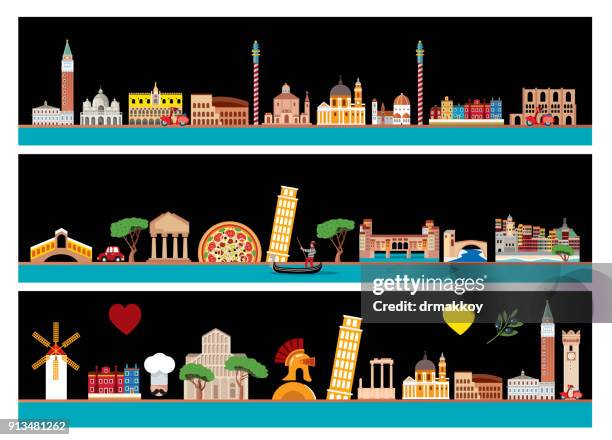 italien-skyline - valle d'aosta stock-grafiken, -clipart, -cartoons und -symbole