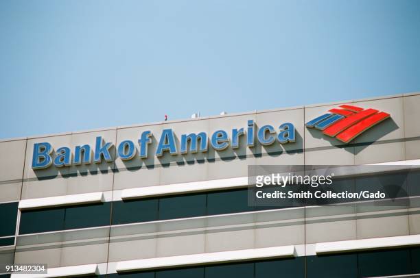 Facade with logo at Bank of America building in downtown Concord, California, September 8, 2017.