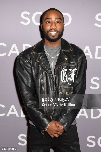 Actor Marcc Rose attends a press junket for 'Unsolved: The Murders of Tupac and The Notorious B.I.G." on Day 2 of the SCAD aTVfest 2018 on February...