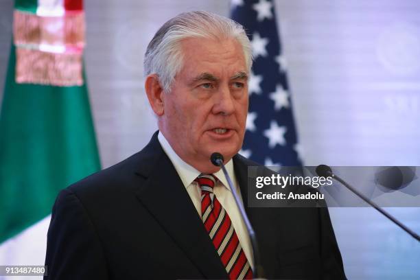 Secretary of State Rex Tillerson attends a press conference with Canada's Foreign Minister Chrystia Freeland and Mexican Foreign Minister Luis...