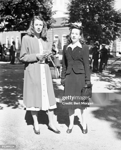 Mrs Vincent Astor and Mis Dorothy "Dolly" de Milhau, at Belmont Park, NY, September 18, 1941