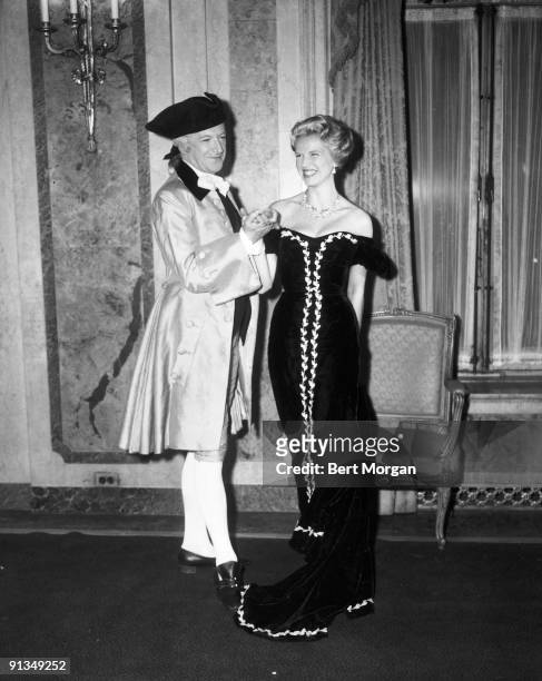 Cecil Beaton and Mrs Thomas Bancroft Jr at the Italian Renaissance Ball, Hotel Plaza, New York, c1960