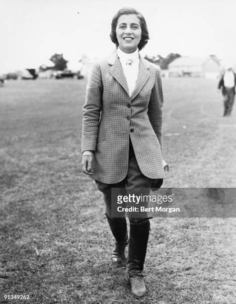 Mrs John V Bouvier 3rd at the Southampton Horse Show held at the Riding & Hunt Club, Southampton, NY c1934
