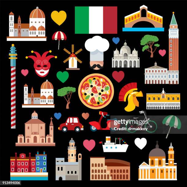 italy symbols - active volcano stock illustrations