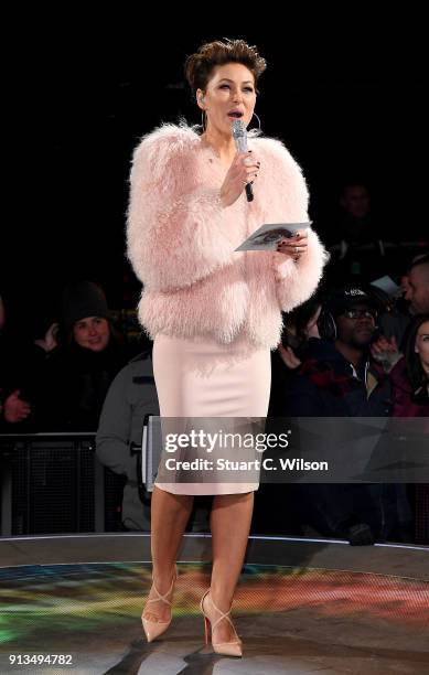 Emma Willis during the 2018 Celebrity Big Brother Final at Elstree Studios on February 2, 2018 in Borehamwood, England.