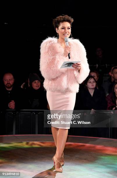 Emma Willis during the 2018 Celebrity Big Brother Final at Elstree Studios on February 2, 2018 in Borehamwood, England.