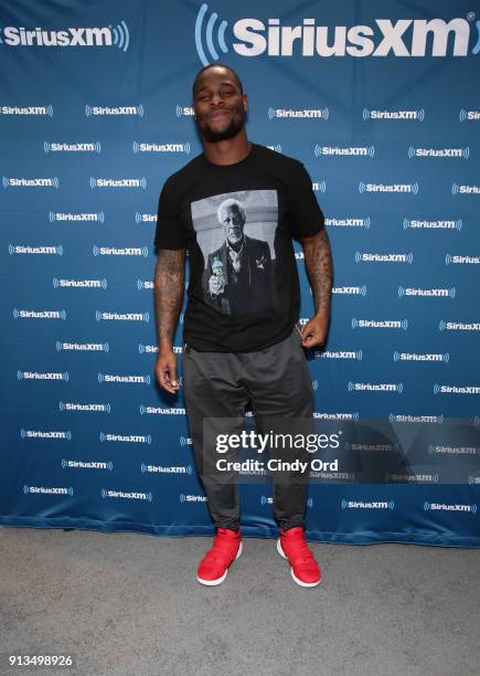 Le'Veon Bell of the Pittsburgh Steelers attends SiriusXM at Super Bowl LII Radio Row at the Mall of America on February 2, 2018 in Bloomington,...