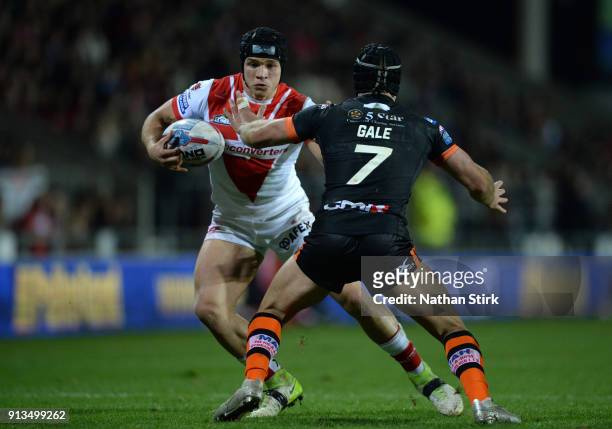 Jonny Lomax of St Helens in action during the Betfred Super League match between St Helens and Castleford Tigers at Langtree Park on February 2, 2018...