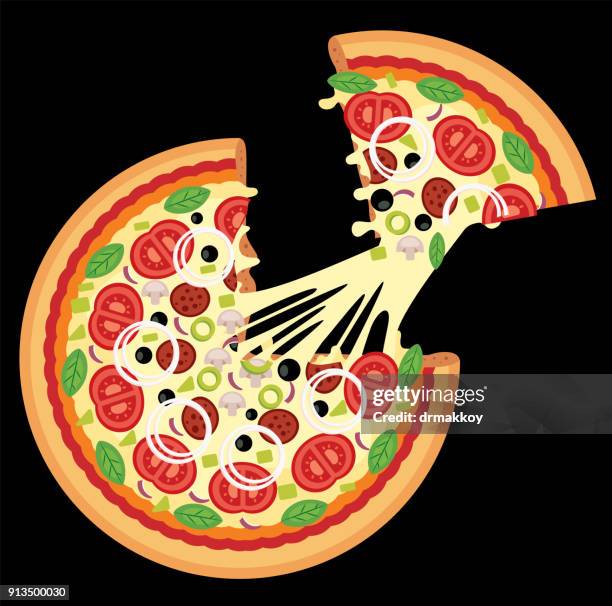 italian pizza - vegetarian pizza stock illustrations