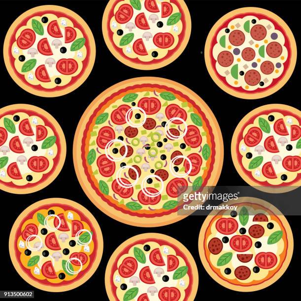 italian pizza - vegetarian pizza stock illustrations