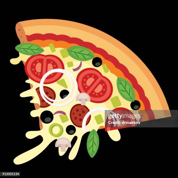 italian pizza - vegetable pizza stock illustrations