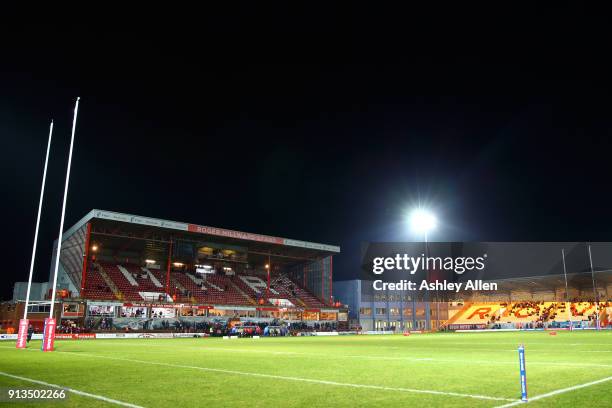 General view of KCOM Craven Park during the BetFred Super League match between Hull KR and Wakefield Trinity at KCOM Craven Park on February 2, 2018...