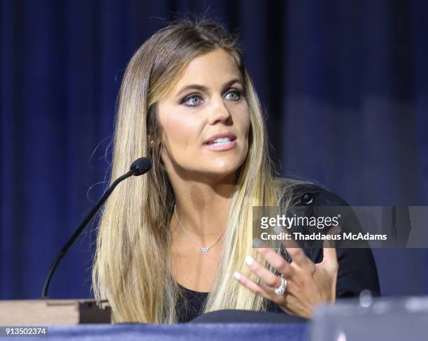 Samantha Ponder speaks at Inside the Game Q&A presented by IFA on February 2, 2018 in Minneapolis, Minnesota.