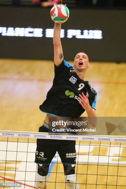 Kevin Le Roux of Rennes during the Ligue A match between Rennes and Poitiers on February 2, 2018 in Rennes, France.