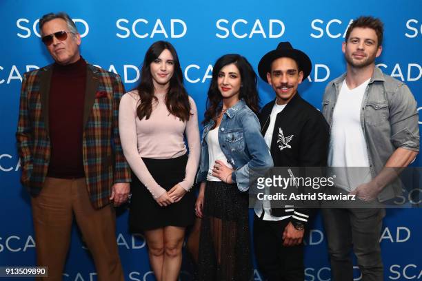 Actors Bruce Campbell, Arielle Carver-O'Neill, Dana DeLorenzo, Ray Santiago, and Lindsay Farris attend a screening and Q&A for 'Ash vs Evil Dead'' on...