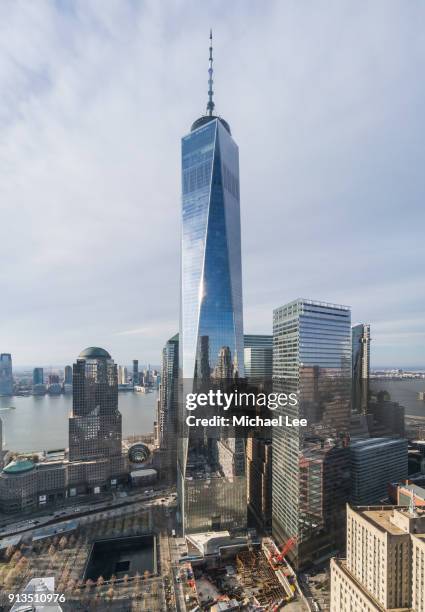 world trade center - new york - one world trade center aerial stock pictures, royalty-free photos & images